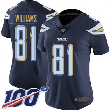 Los Angeles Chargers NFL Football Mike Williams Navy Blue Jersey Women Limited #81 Home 100th Season Vapor Untouchable->youth nfl jersey->Youth Jersey